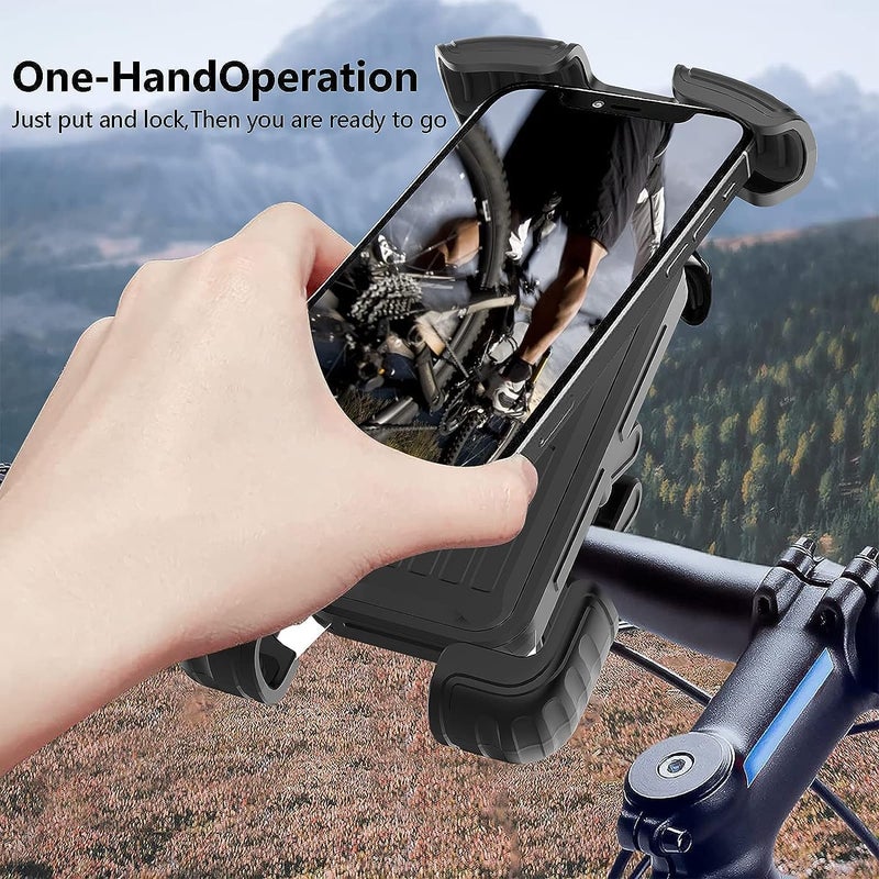 Marspeeder 2 Packs Bike Motorcycle Phone Mount,[Ultra Metal] Bike Motorcycle Phone Holder with Security Lock, Bicycle Phone Mount with Soft Cushion & Adjustable Clip Compatible with 4.7''-6.8'' Phone - Image 3